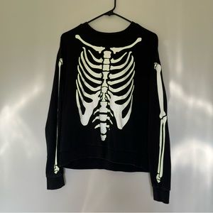 Divided H&M - Skeleton Bones Printed Glow In The Dark Long Sleeve - Women Large